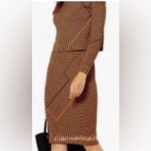 Karen Millen Two Piece Ladies Skirt Long Sleeve Crop Top + Pencil Skirt